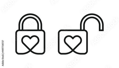 Lock heart symbol logo icon vector 