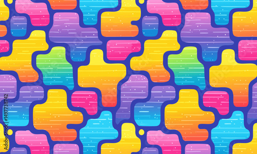 Vibrant Psychedelic Amoeba Pattern Seamless Pattern with Bright Fluid Blobs