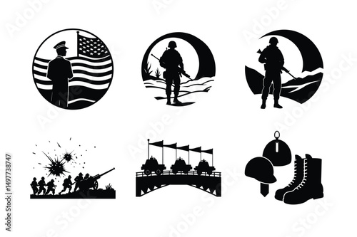 National Day Military Parade Silhouette