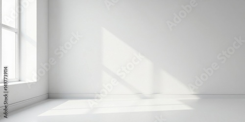 Wallpaper Mural Empty Room Corner with Sunlight Streaming Through Window Illuminating White Walls and Floor Torontodigital.ca