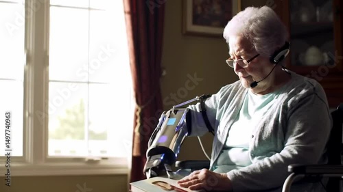 Elderly Woman Using Assistive Robot for Independence