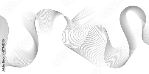 Abstract frequency sound wave lines and twisted curve lines background. Digital frequency track equalizer. Abstract wavy grey blend technology liens background.Banner design background. 
