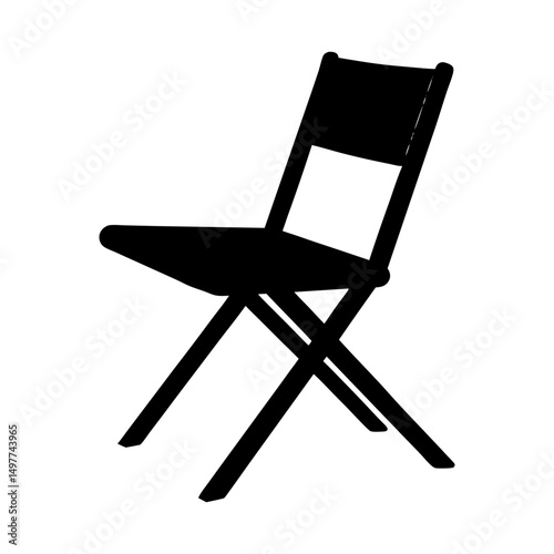 Silhouette of a folding chair with a back support