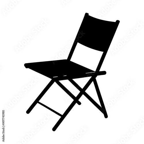 Silhouette of a folding chair with a back support