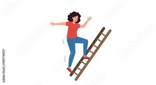 Man Falling from Ladder in Garden - Safety Hazard Concept