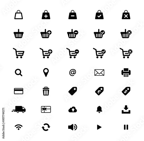 Web icon set vector on black colour