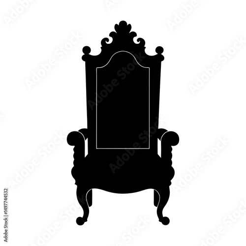 Silhouette of an ornate royal throne chair design