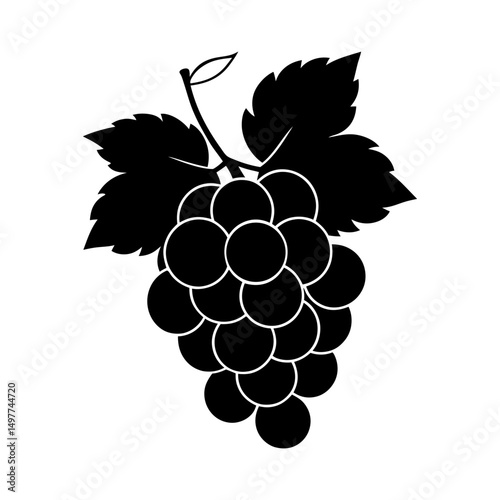 Illustration of a black silhouette of grapes fruit