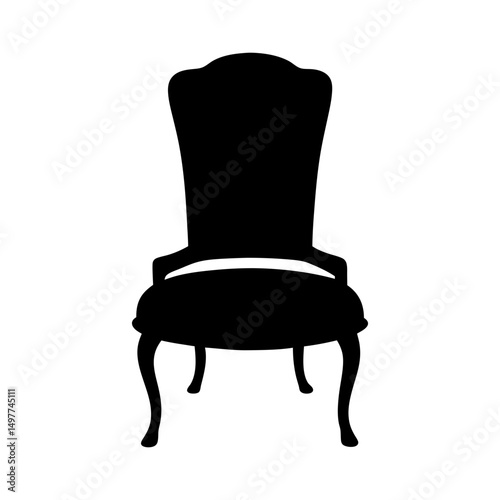 Illustration of a classic high back chair silhouette
