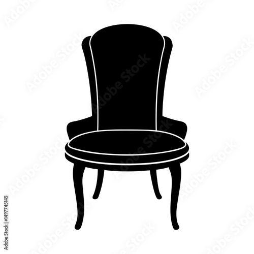 Silhouette of an elegant upholstered armchair design