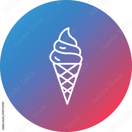 Ice Cream Line Gradient Circle Background Icon