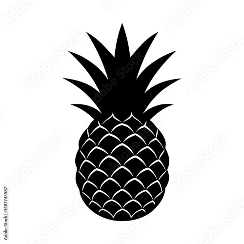 Silhouette of a pineapple with spiky leaves on top