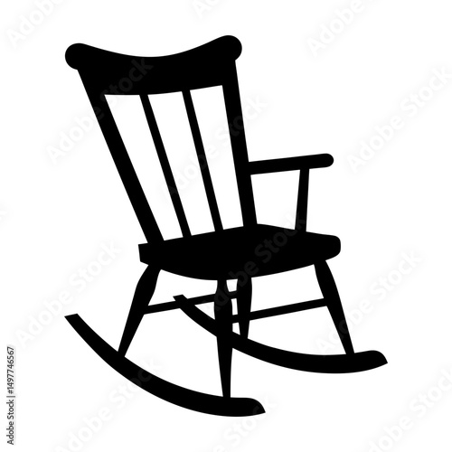 Silhouette of a wooden rocking chair with armrests