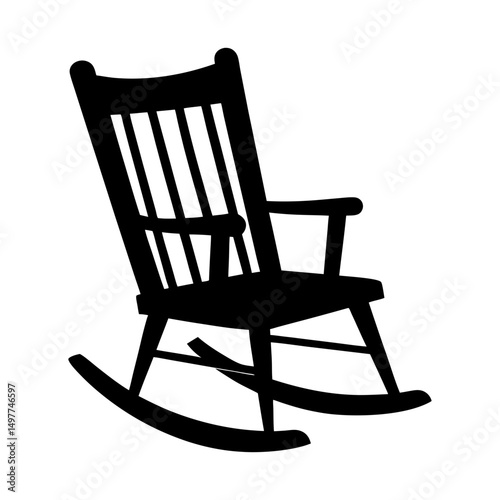 Silhouette of a classic wooden rocking chair design