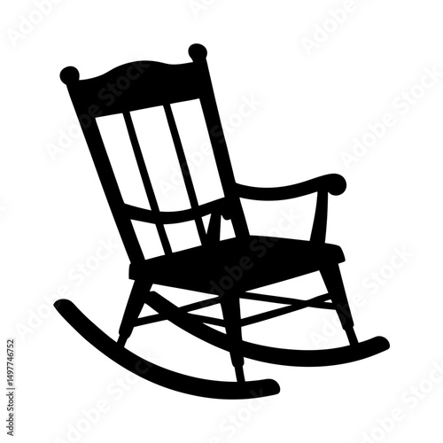Silhouette of a rocking chair with curved rockers