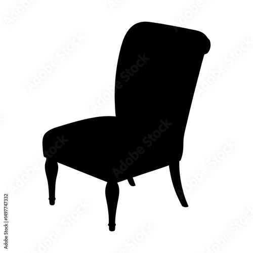 Silhouette of an upholstered chair with curved legs