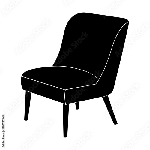 Illustration of a black upholstered chair on white