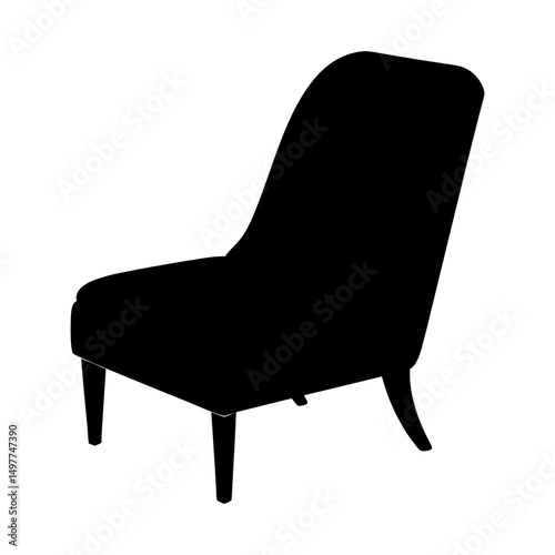 Silhouette of a modern armchair with curved backrest