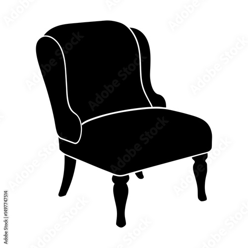 Silhouette of a classic upholstered armchair design