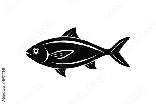 Black silhouette of a tuna fish aquatic animal