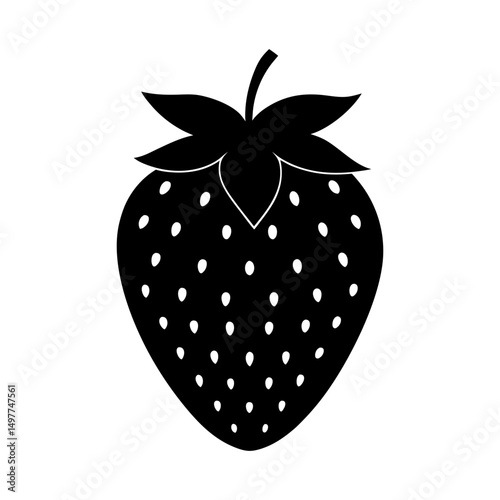 Black silhouette of a strawberry with white seeds