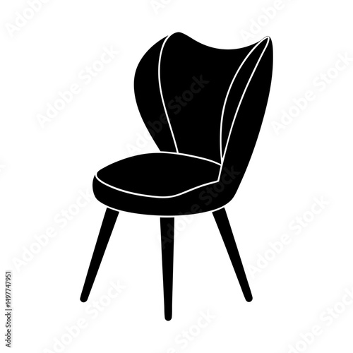 Silhouette of a modern chair with curved backrest