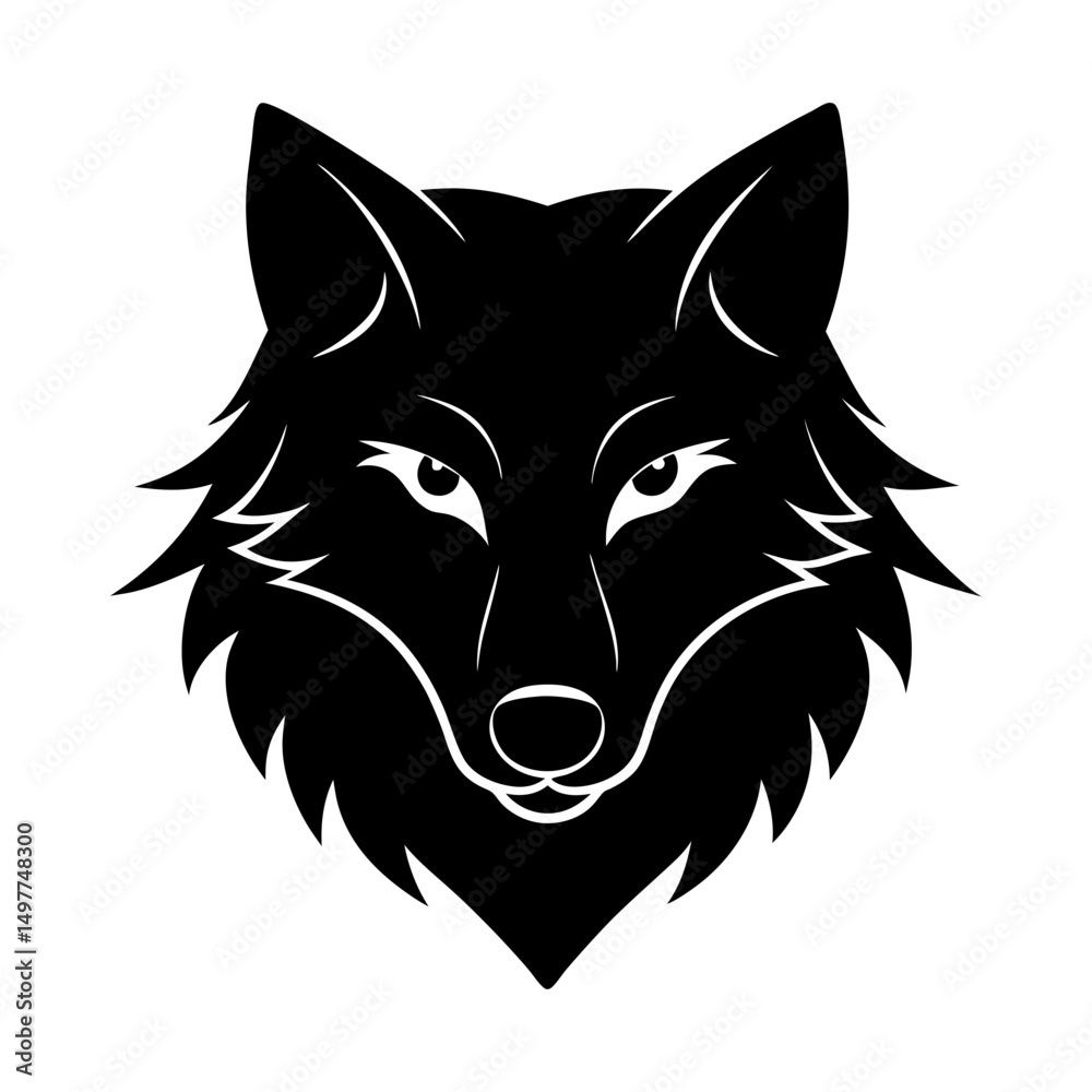 Obraz premium Illustration of a black wolf head with white eyes
