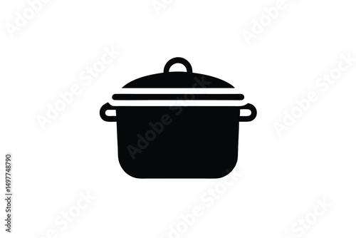 Cooking pot silhouette icon kitchenware design element