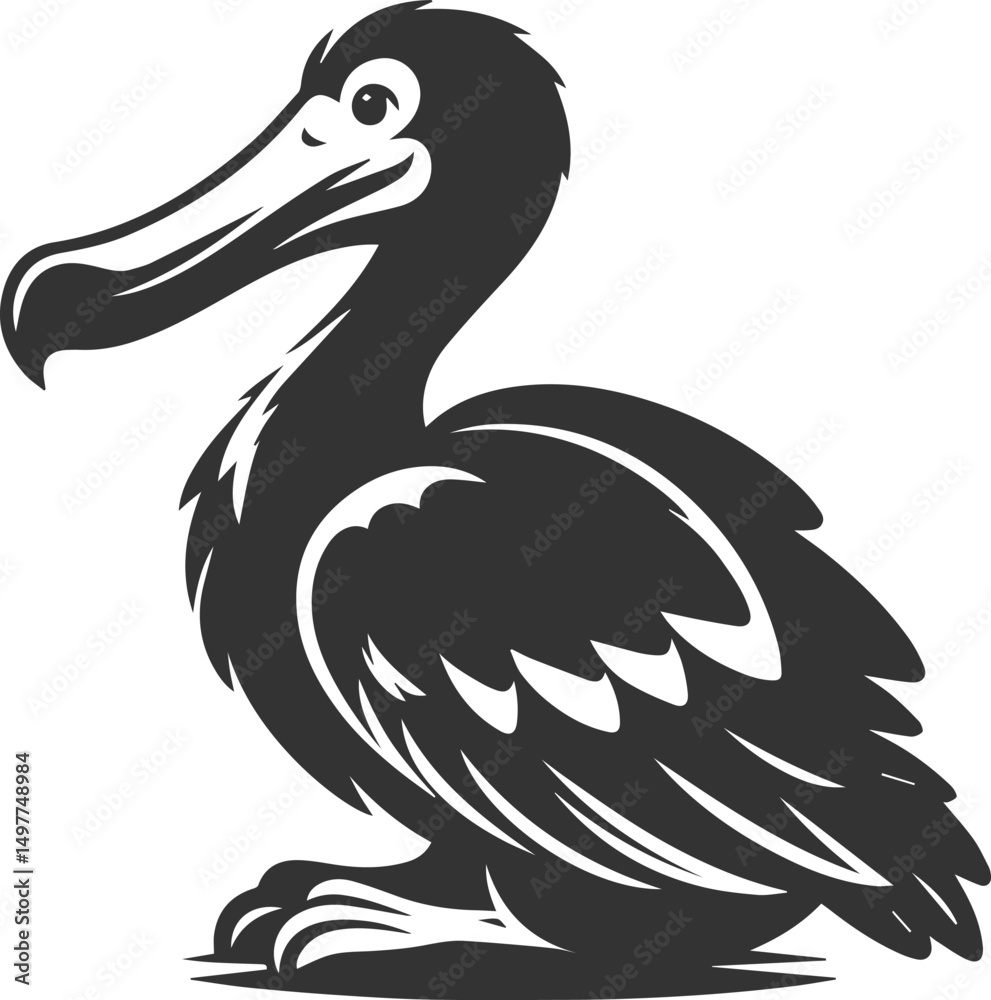 Fototapeta premium Vector drawing of a dodo bird silhouette black