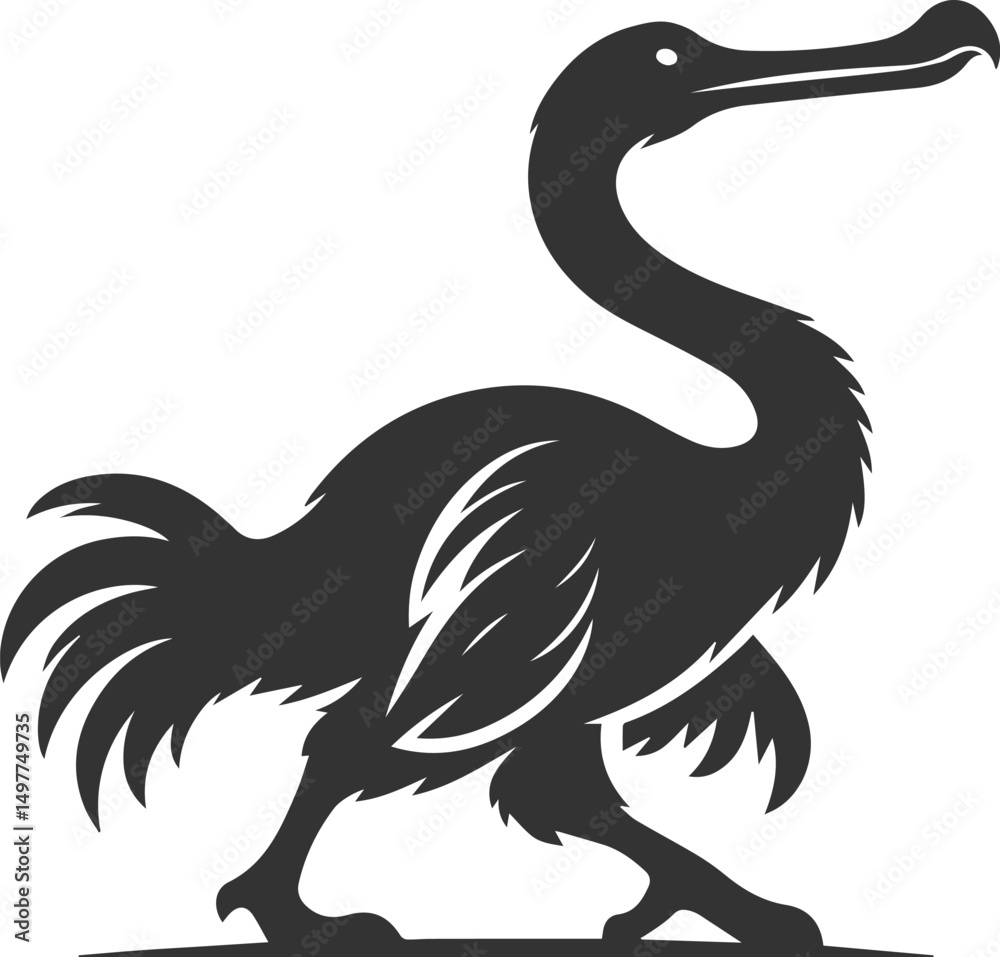 Fototapeta premium Vector drawing of a dodo bird silhouette black
