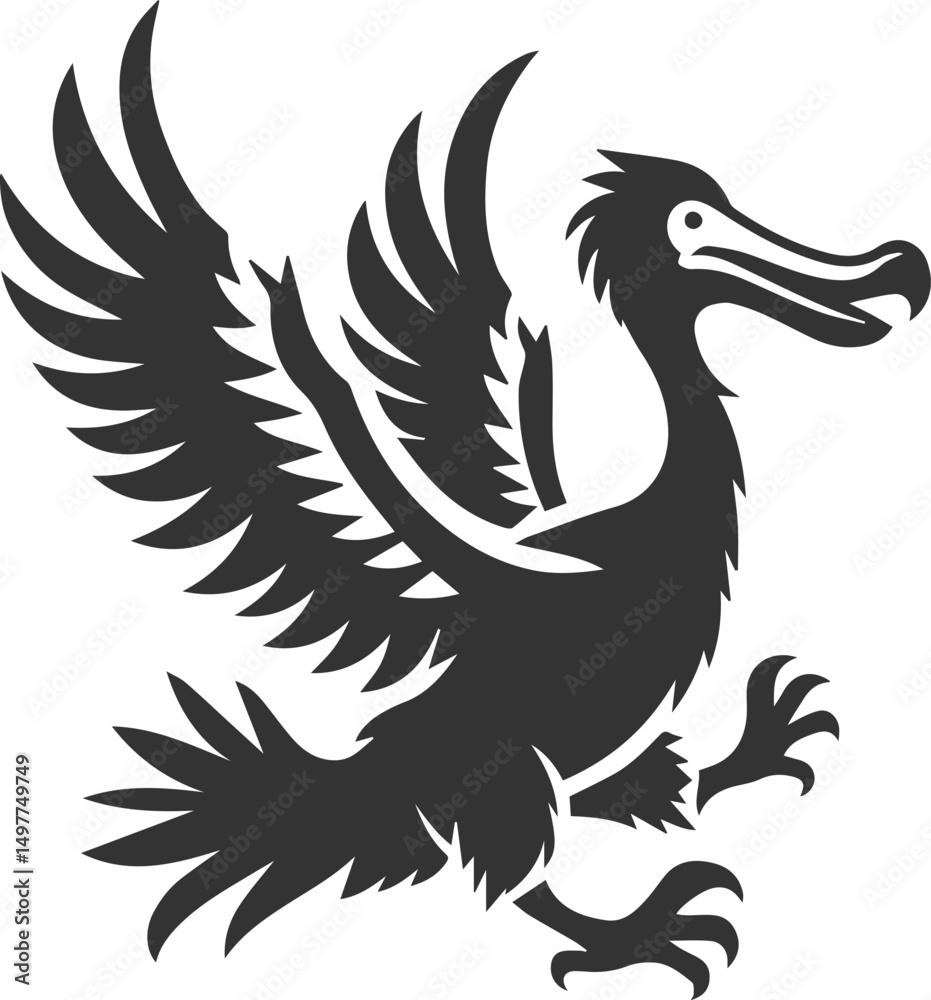 Fototapeta premium Vector drawing of a dodo bird silhouette black