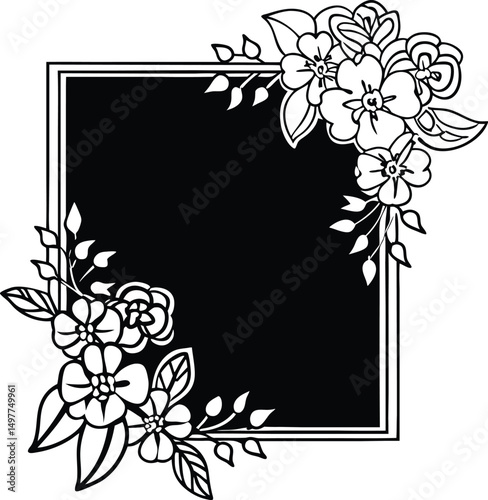 black and white floral frame