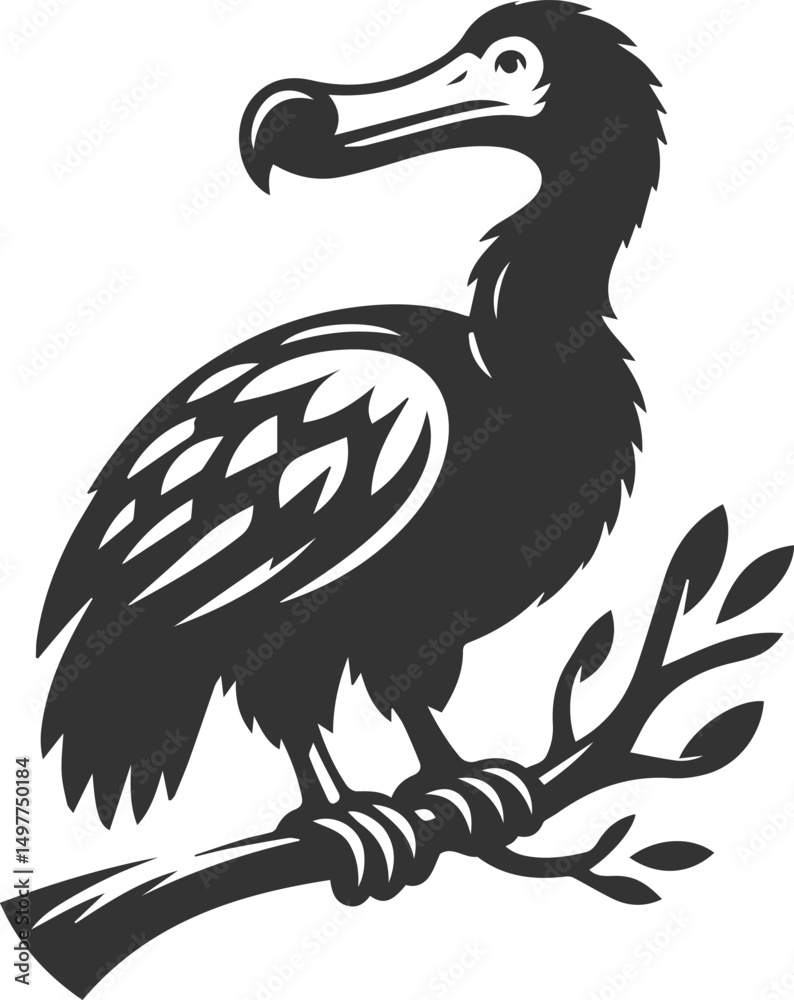 Obraz premium Vector drawing of a dodo bird silhouette black