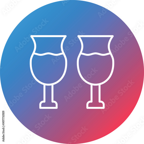 Summer Drink Line Gradient Circle Background Icon