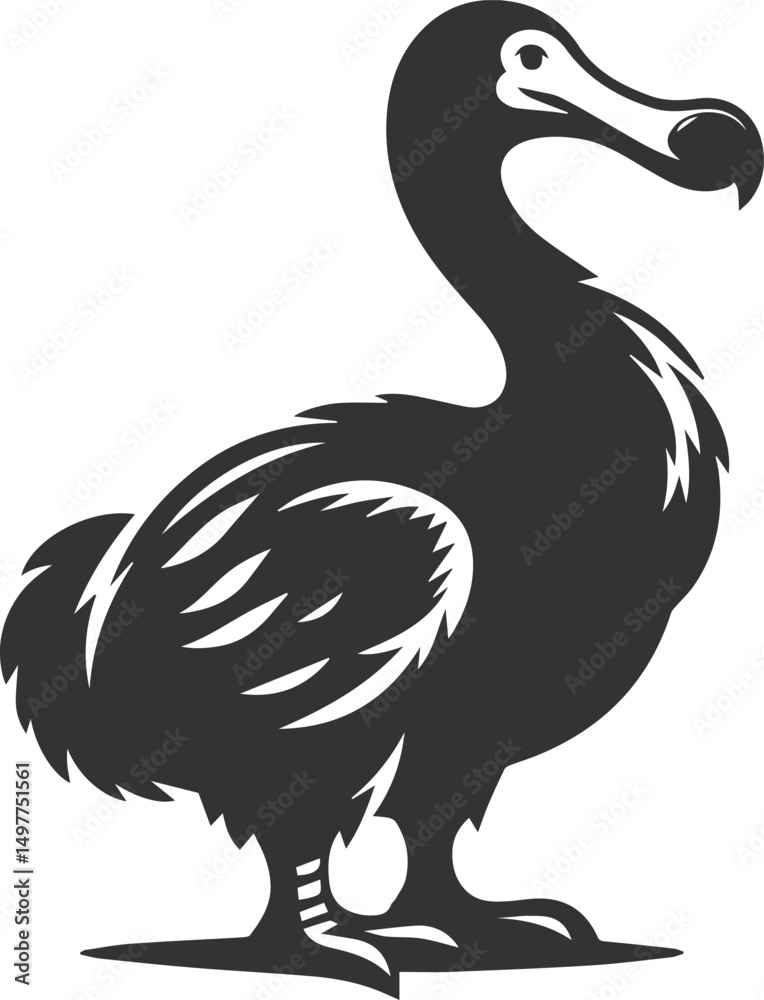 Fototapeta premium Vector drawing of a dodo bird silhouette black