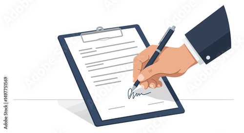 Signing a Document on a Clipboard