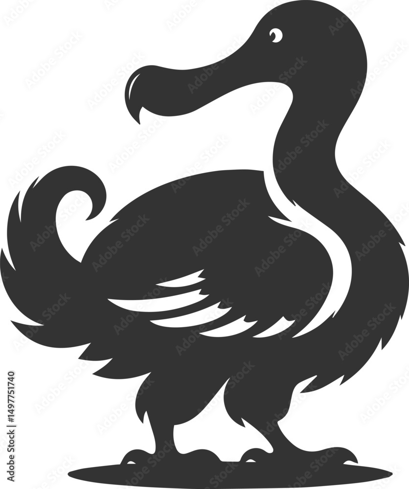 Fototapeta premium Vector drawing of a dodo bird silhouette black