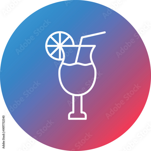Lemonade Line Gradient Circle Background Icon