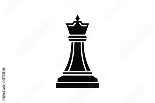 Black chess queen piece silhouette icon strategy game