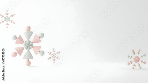 Simple Snowflake Frame on White Background