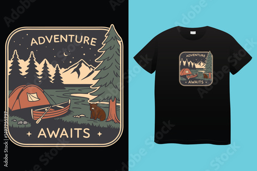 vintage mountain outdoors mountain artwork, explore the nature life, outdoors t shirt design for vector, Adventure vector artwork print design for t shirt and others.
