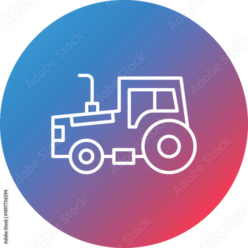 Tractor Line Gradient Circle Background Icon