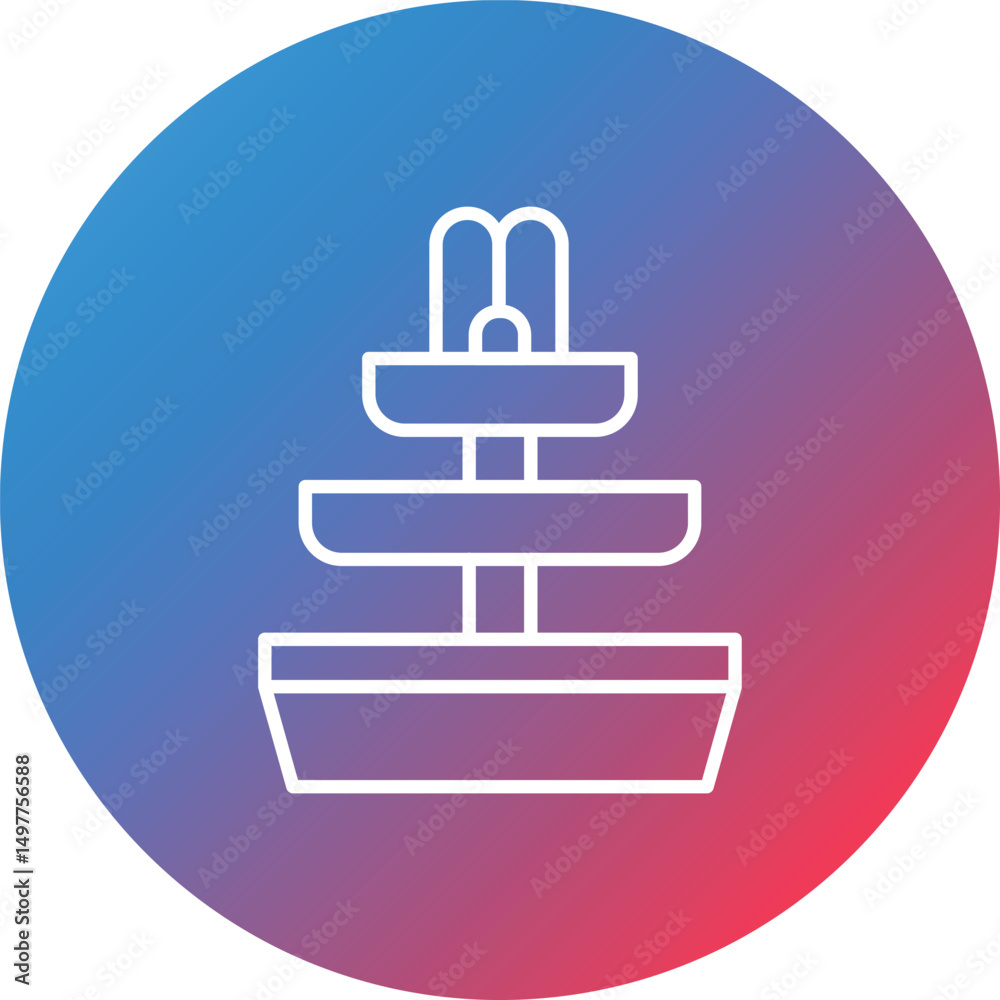 Fototapeta premium Fountain Line Gradient Circle Background Icon