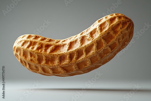 Single roasted peanut in shell close up