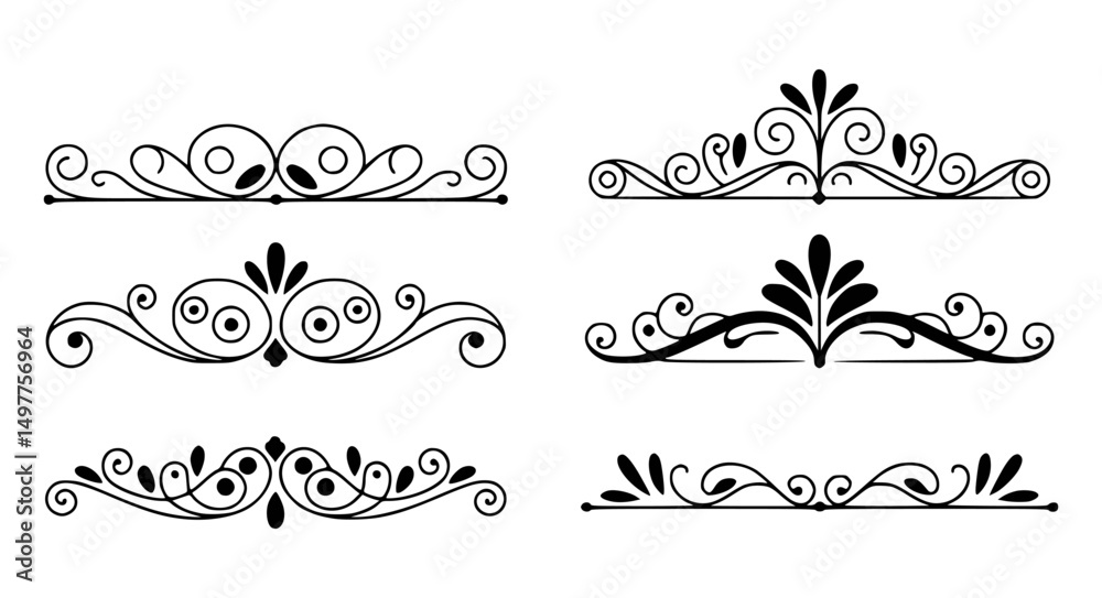 Fototapeta premium Elegant ornamental flourishes and swirls vector illustrations