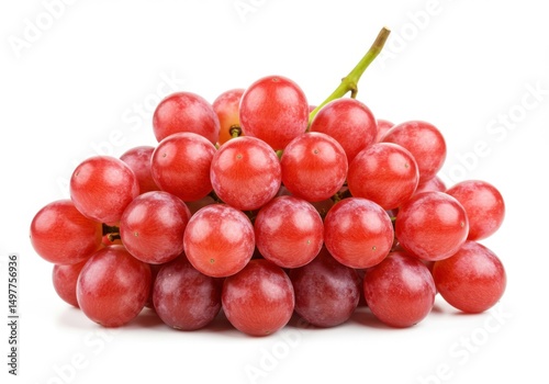 Fresh Red Grapes Bunch Isolated on White Background