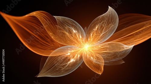 Luminous Floral Burst: Abstract Elegance and Radiant Energy