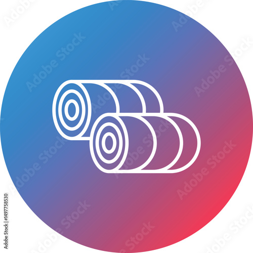 Hay Bale Line Gradient Circle Background Icon