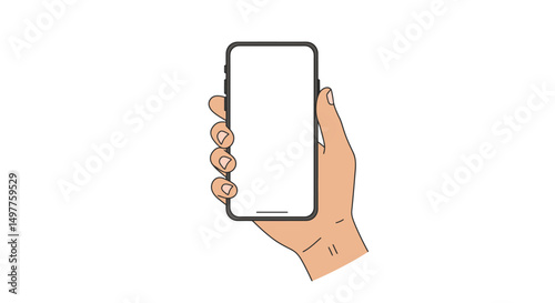 Hand Holding Smartphone with Blank Screen