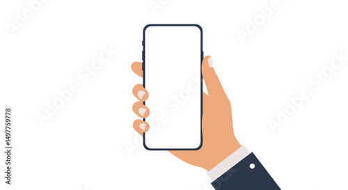 Hand Holding Smartphone with Blank Screen
